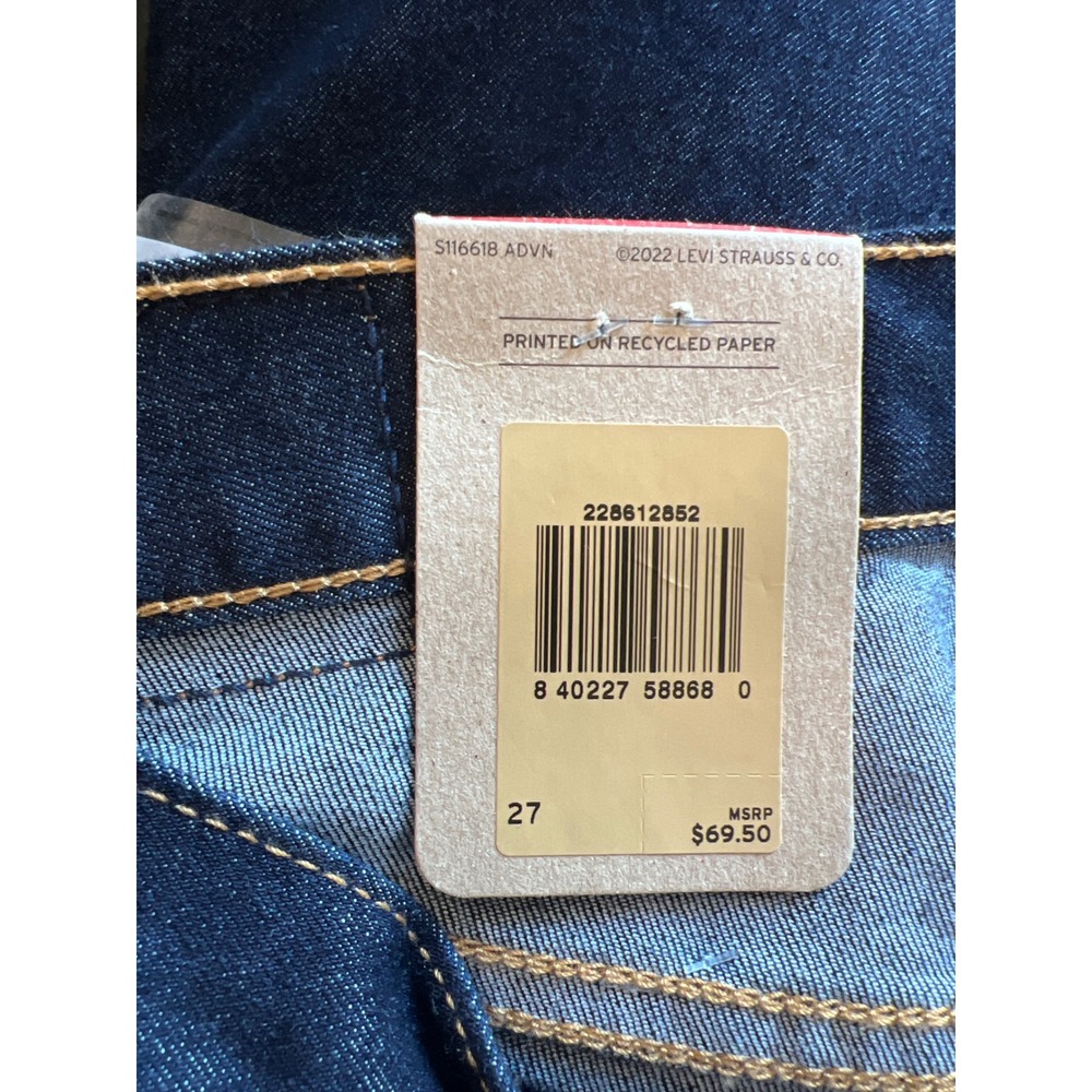 Levis Wedgie Fit Straight Leg Jeans Dark Indigo Blue High Rise Denim size 27 - Picture 6 of 8